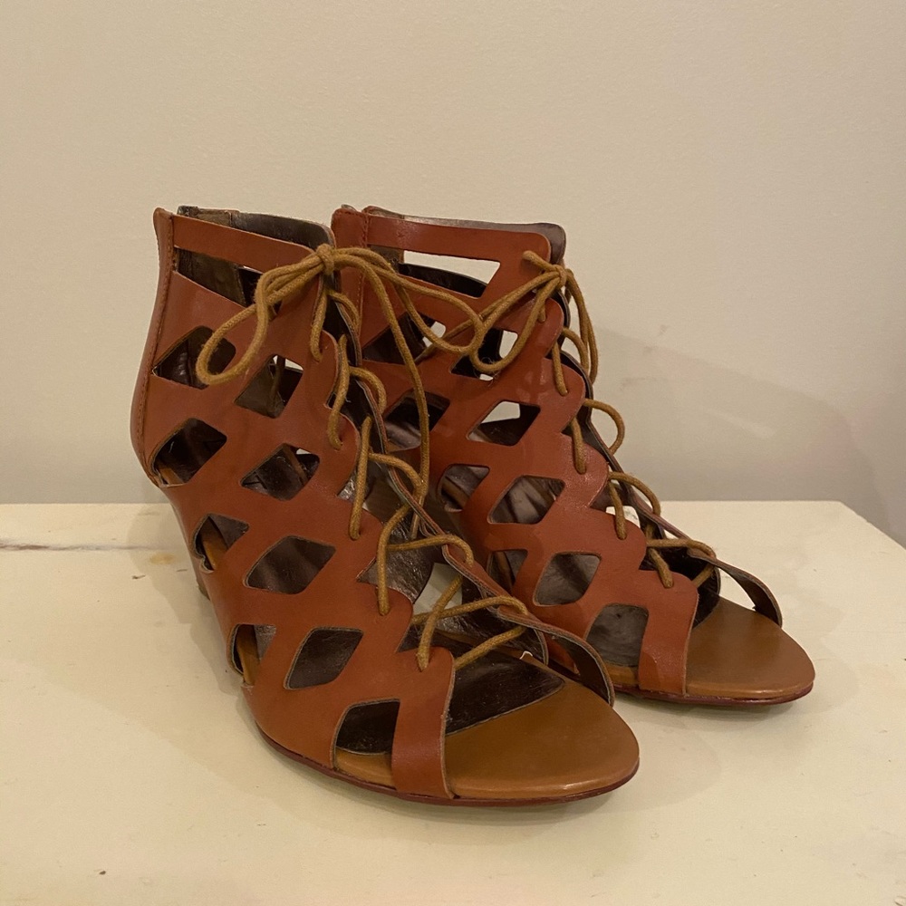 Loft heeled wedge sandal - like new!